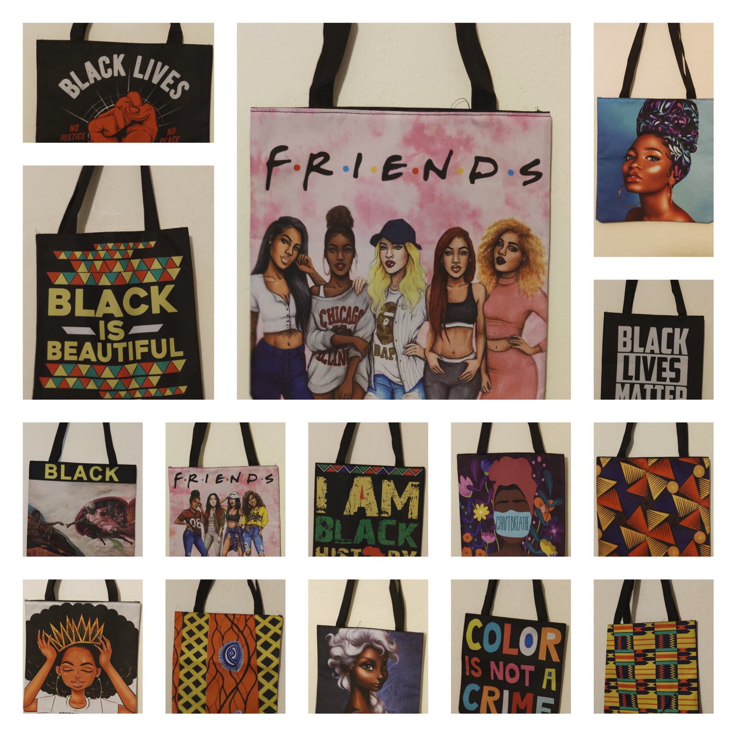 Afro college tote bag - sac black lives matter I can't breath natural hair queen-SQ6518831