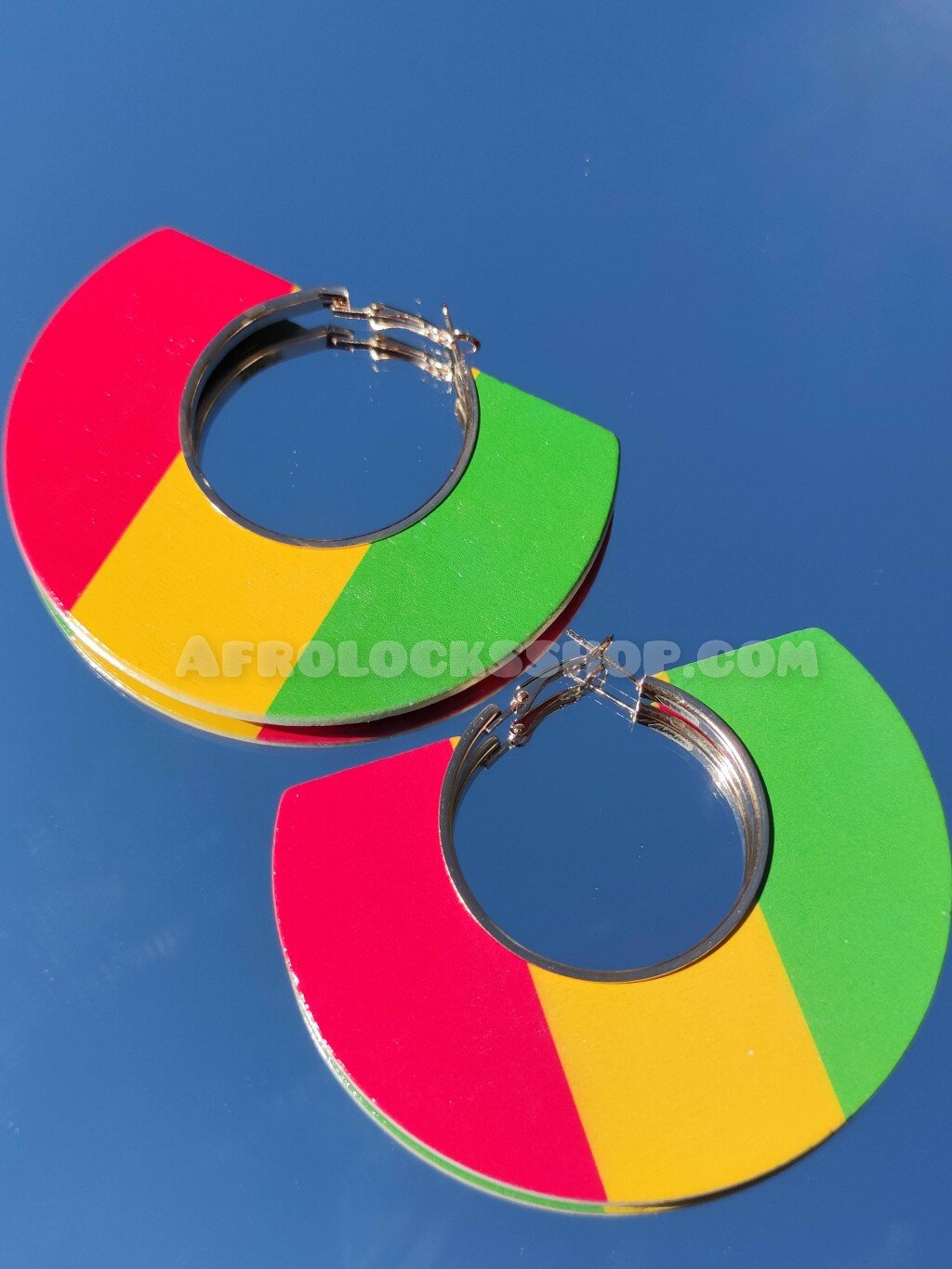 Boucles d'oreilles rasta demi lune bijou roots
