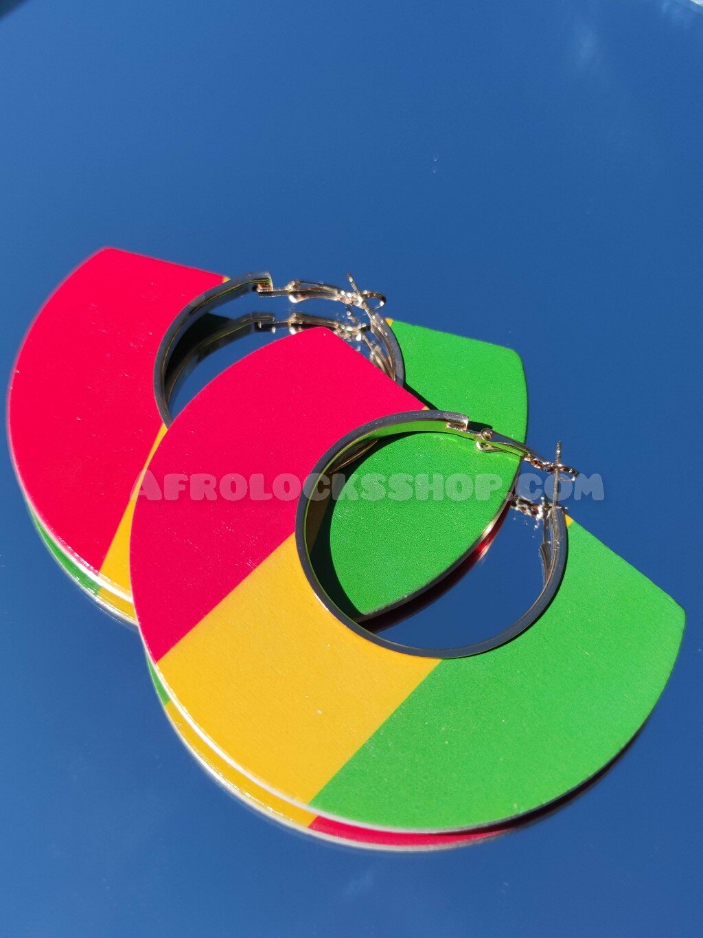 Boucles d'oreilles rasta demi lune bijou roots