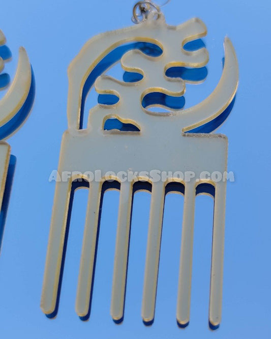 Boucles d'oreilles symbole adinkra peigne afro doré