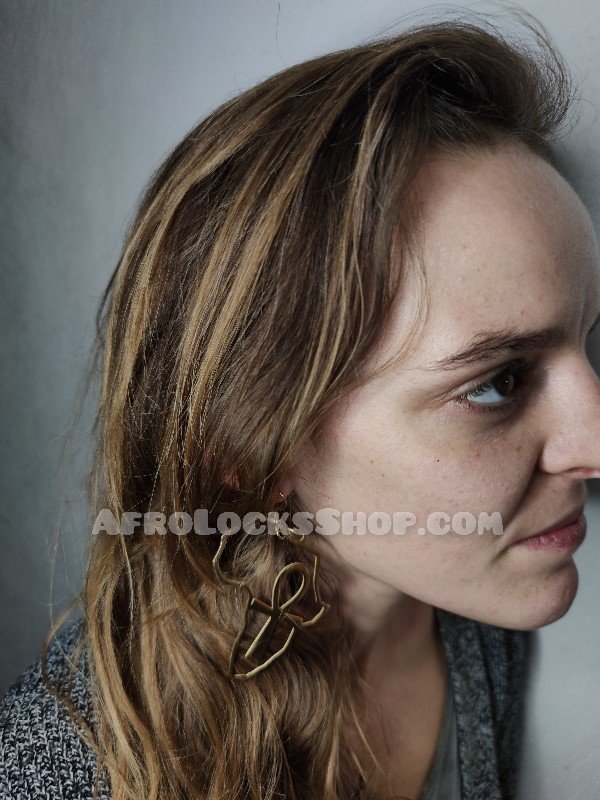 Boucles d'oreilles croix de ankh Afrique couleur or