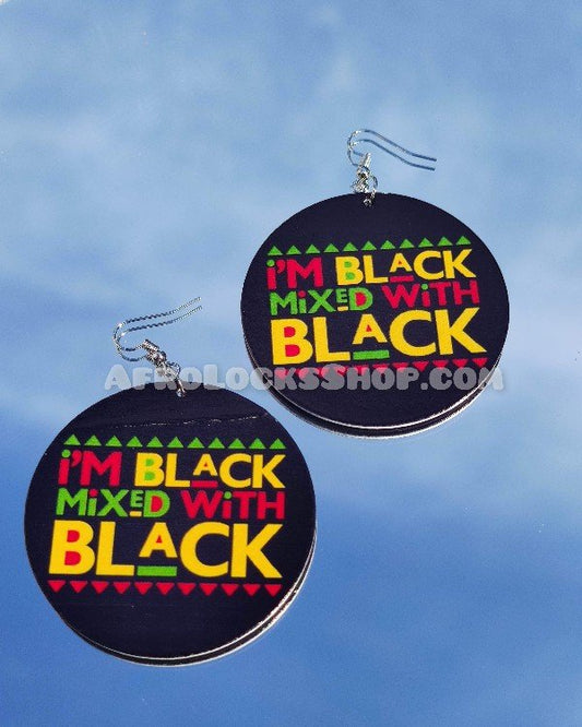 Boucles d'oreilles afro I'm black mixed with black