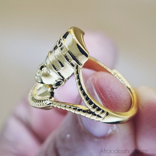 Bague “Reine d’Afrique” 316L doré ✨ – unisexe, hypoallergénique