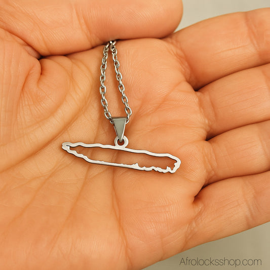 Collier Nouvelle-Calédonie – Acier inoxydable (chaîne 50 cm) – Doré ou Argenté