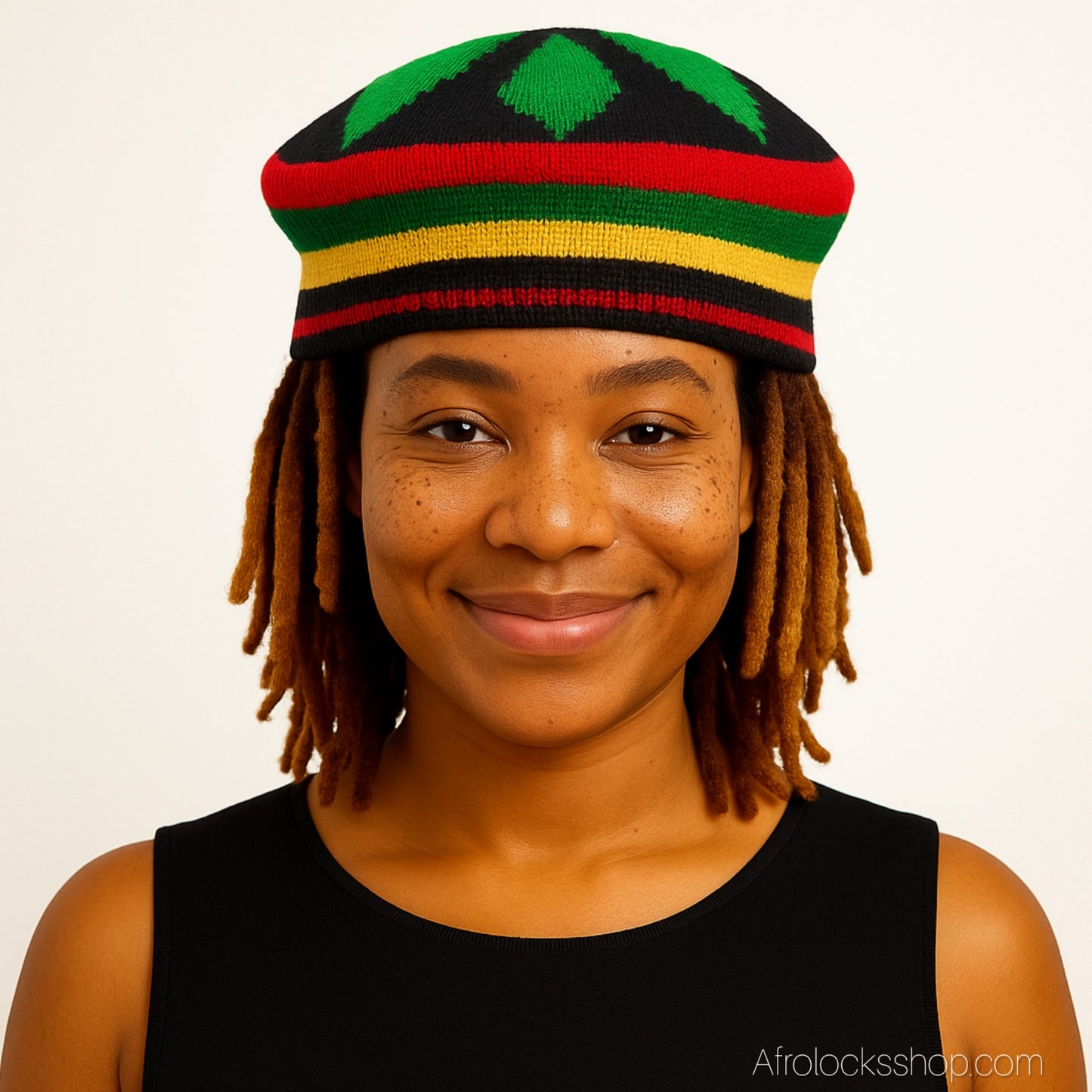 Bonnet rasta tricoté – Acrylique léger – Unisexe, taille unique