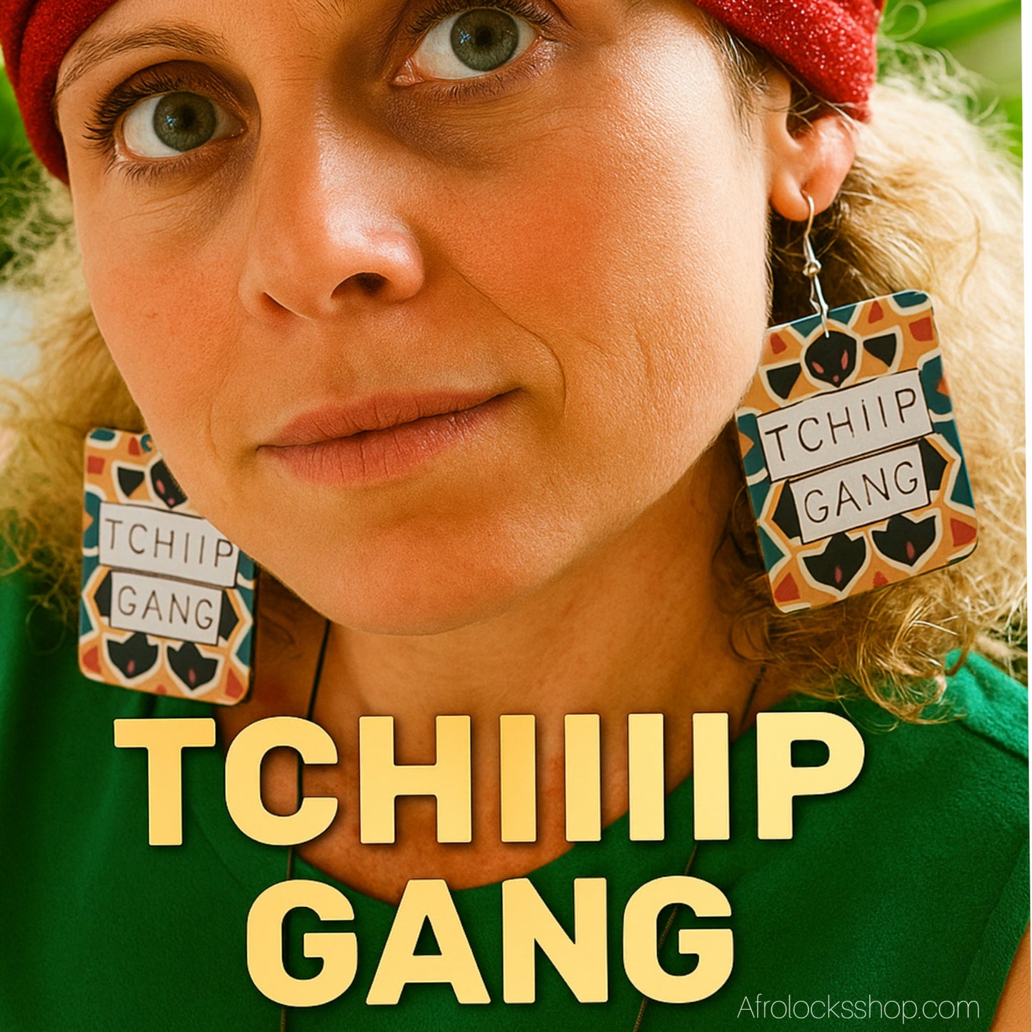 Boucles d’oreilles “TCHIIIP GANG” – grand format léger (6×5 cm)