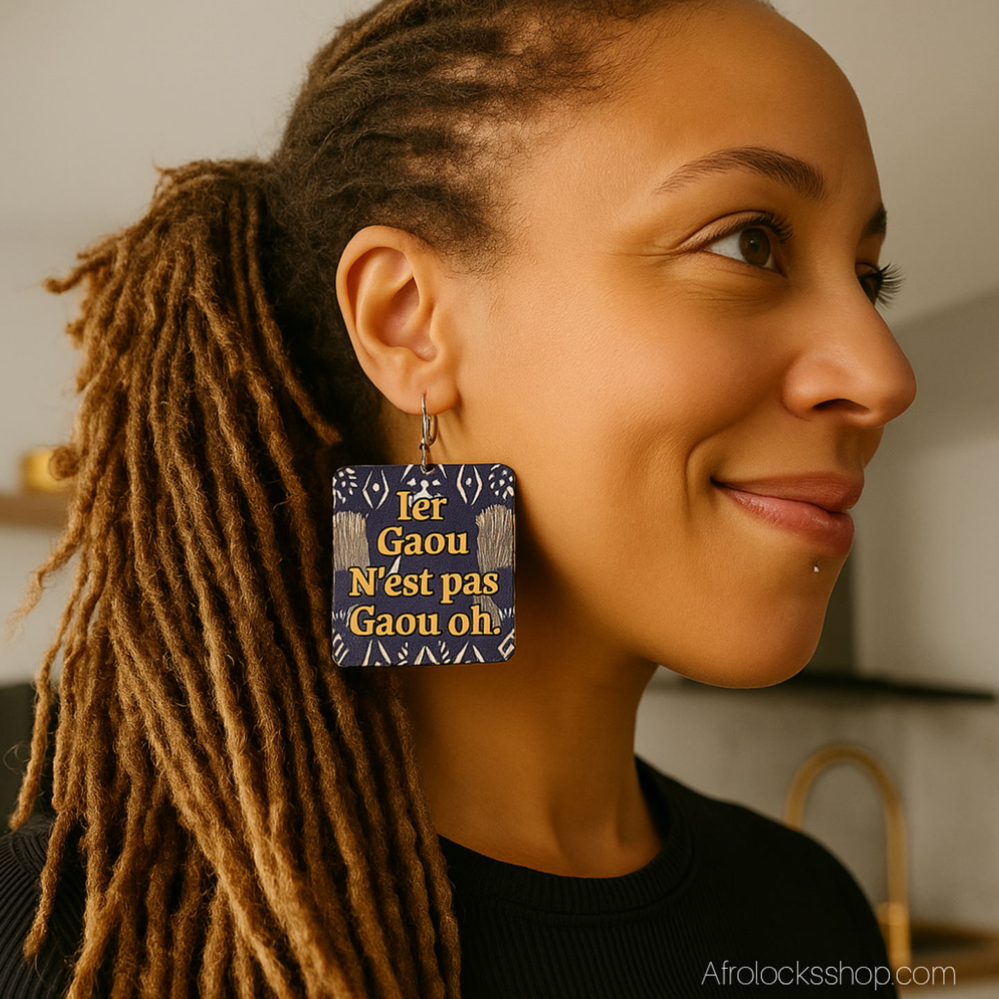 Boucles « 1er Gaou n’est pas Gaou oh » – design AfroLocksShop – 5×6 cm 🎶