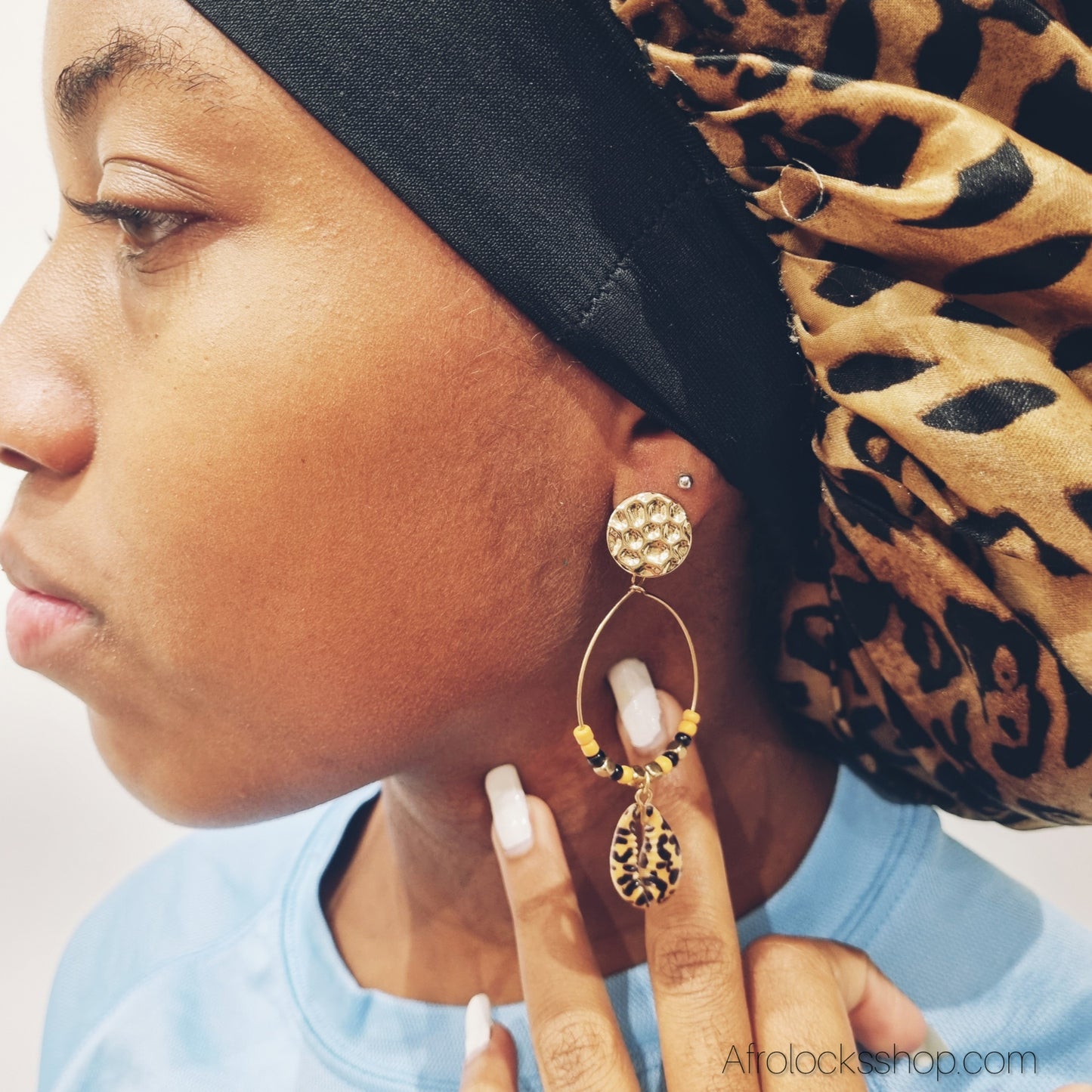 Boucles d’oreilles Cauris – Motif Léopard – Acier inoxydable