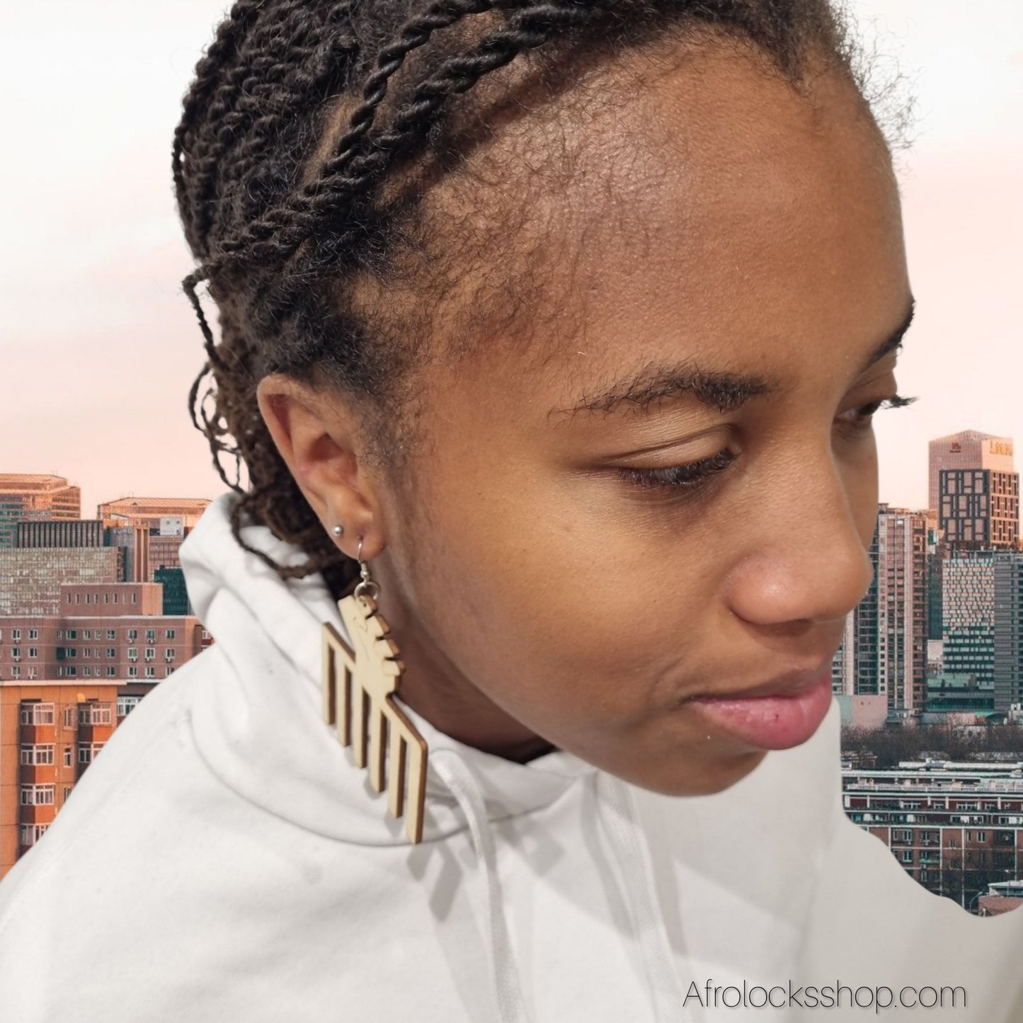 Boucles d’oreilles “Peigne Afro ✊” en bois – 7 cm, ultra-légères