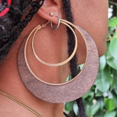 Grandes créoles semi bois semi métal-SQ7409710