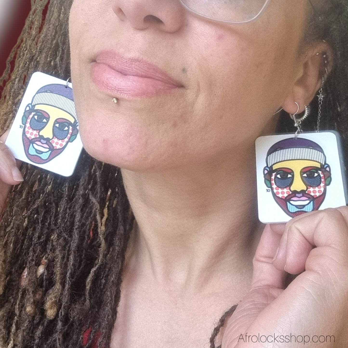 Boucles d’oreilles Pop Art bois – “LeBron James” – recto-verso – 6×5 cm – mini-séries