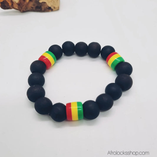 Bracelet perles Rasta élastiqué – Noir, Marron ou Lot de 2 (unisexe) Afro Locks Shop