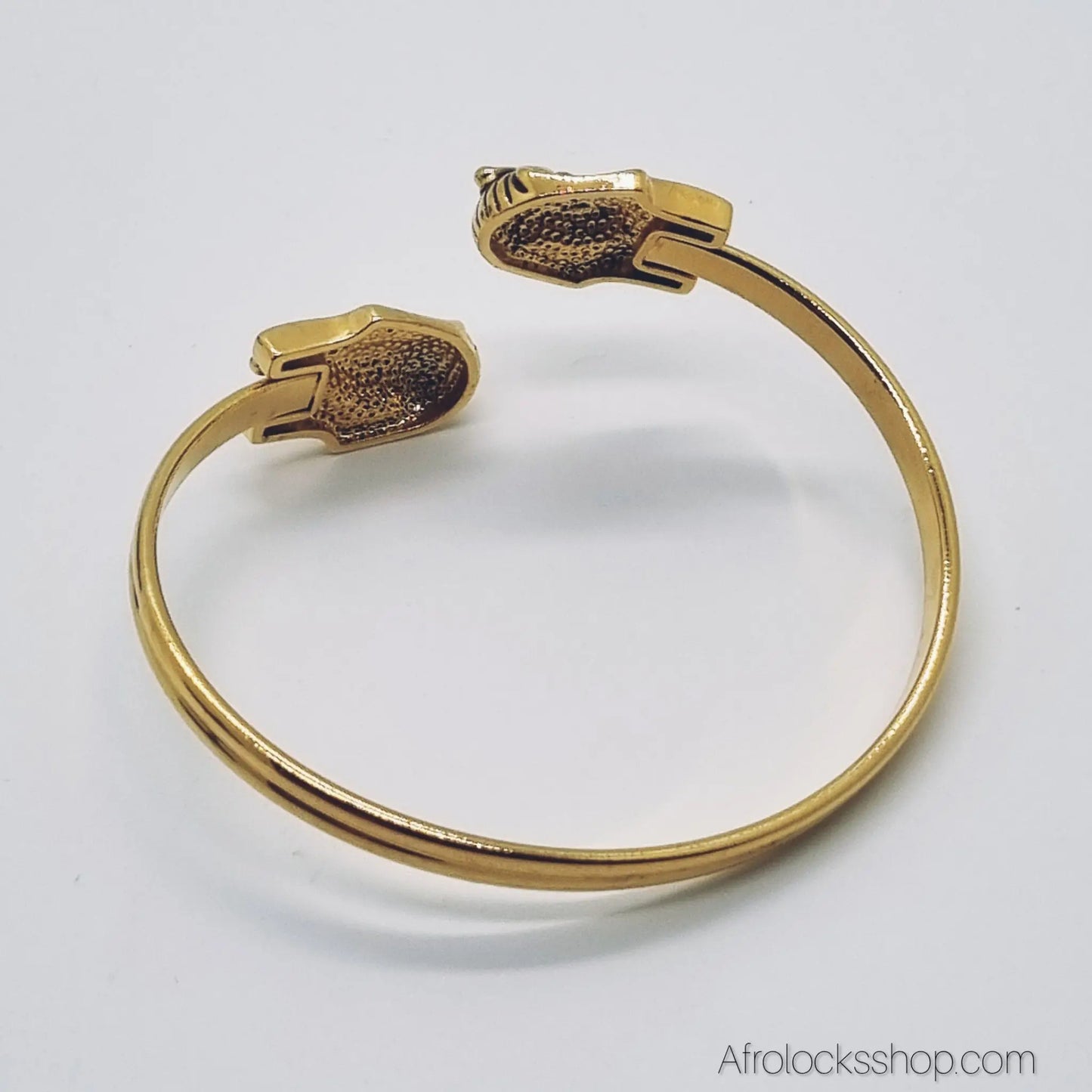 Bracelet Toutankhamon – acier inox 316L, rigide & ajustable (noir ou doré) – 22 g Afro Locks Shop