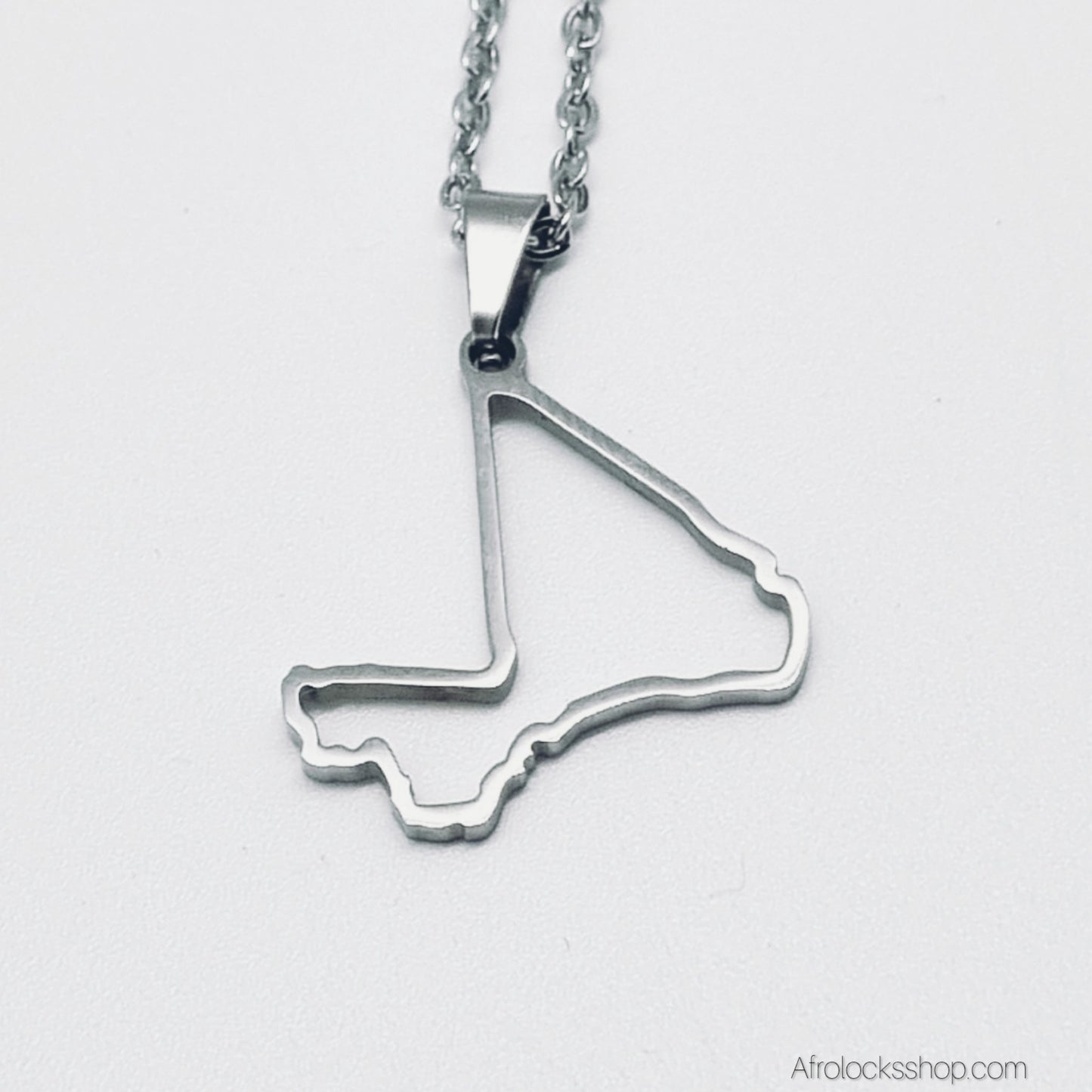 Collier Carte du Mali – Acier inox 316L (Doré ou Argenté) – Chaîne 50 cm