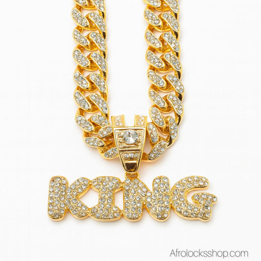 Collier KING / QUEEN – Maille Cubaine 13 mm en Acier Inox ✨ (au choix ou Duo) Afro Locks Shop