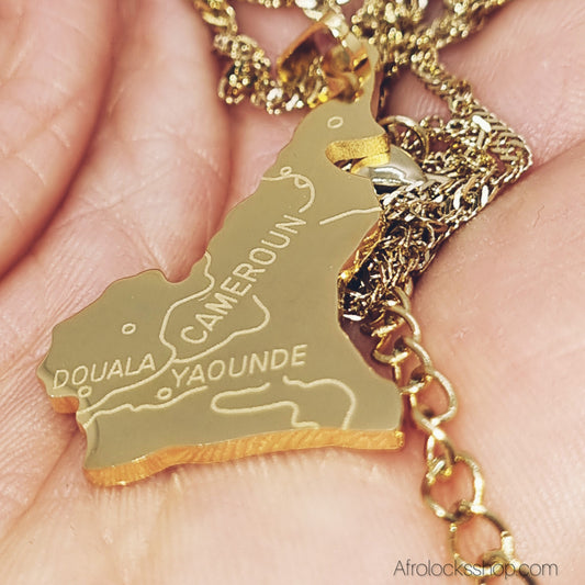Collier carte du Cameroun – Acier inoxydable 316L doré