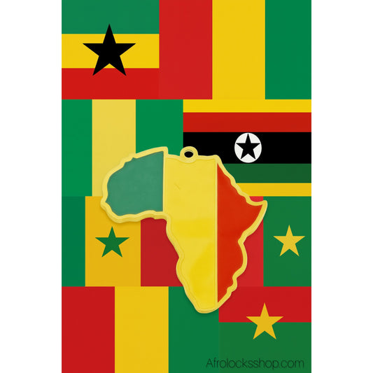 Collier Afrique rasta en acier inoxydable – pendentif 4 cm (chaîne incluse)