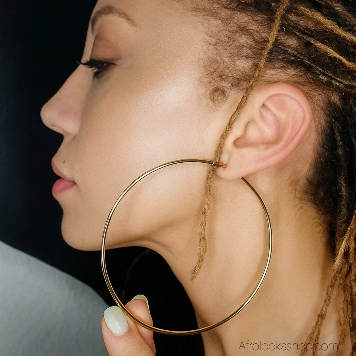 Créoles XXL 9 cm – acier inoxydable doré – dorure épaisse et durable Afro Locks Shop