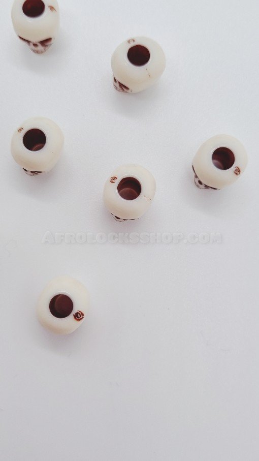 Lot de 10 perles tête de mort skull écru ou blanc pour cheveux barbe-SQ2530477