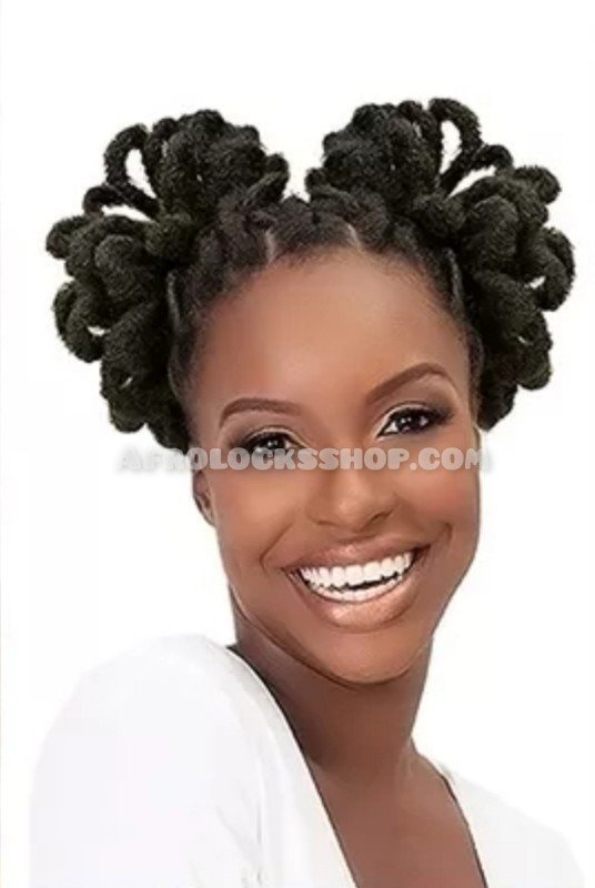 Faux chignon bun cheveux afros dreadlocks couleur noir 1B