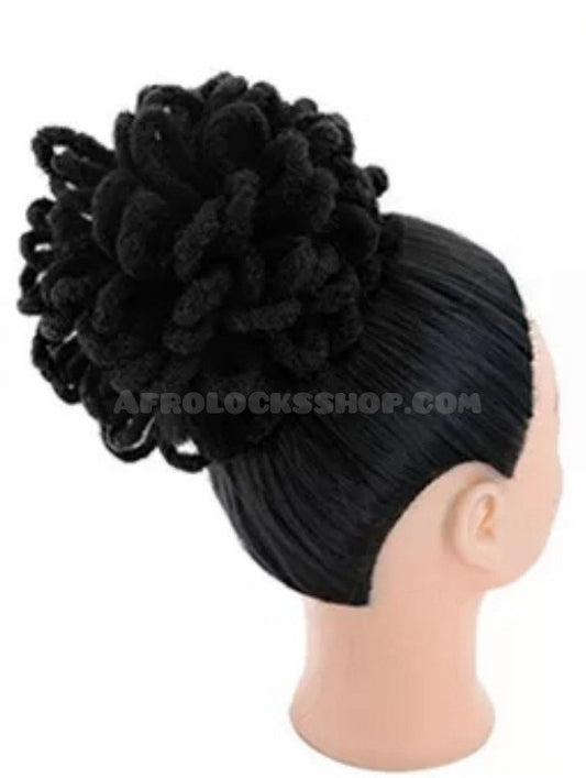 Faux chignon bun cheveux afros dreadlocks couleur noir 1B