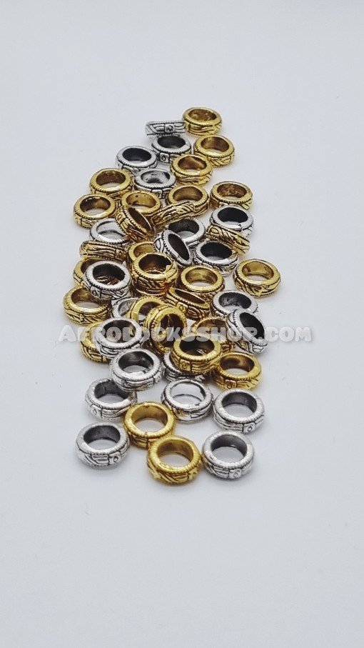 Lot de 50 perles bagues au look vintage doré et argenté avec fine gravure