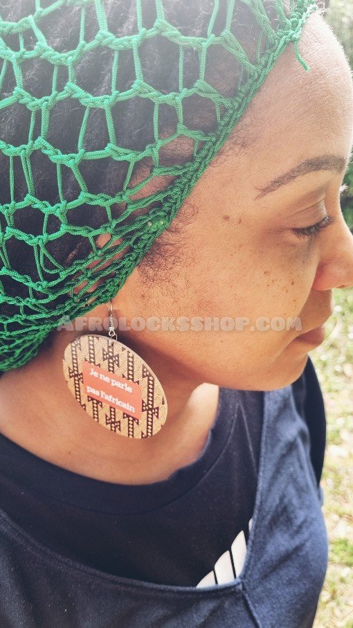 Boucles d'oreilles " Je ne parle pas l'africain " imprimé tissu wax