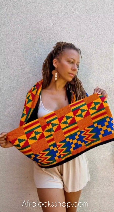 Snood écharpe en wax et doublure fausse fourrure