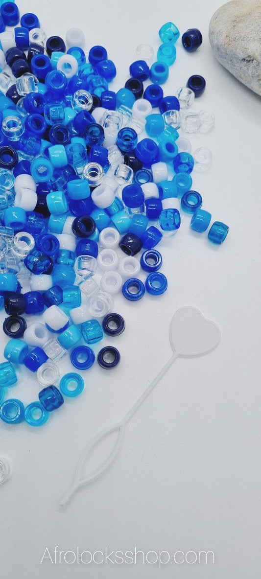 Lot bleu et blanc de centaines de perles-SQ6808625