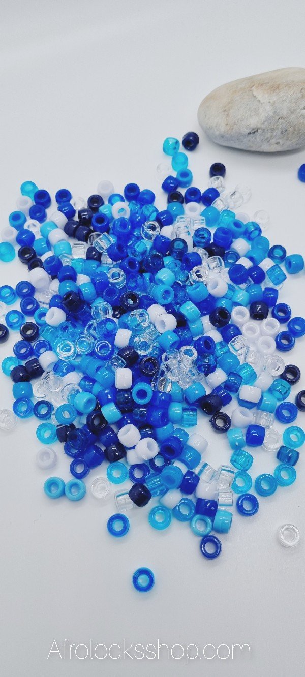 Lot bleu et blanc de centaines de perles-SQ6808625