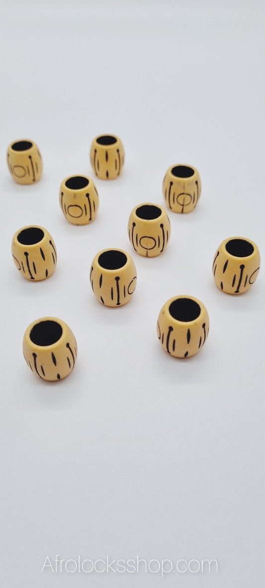 Lot de 10 grosses perles imitation bois