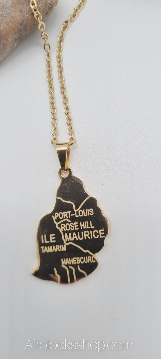 Chaîne et pendentif Ile Maurice plaqué or