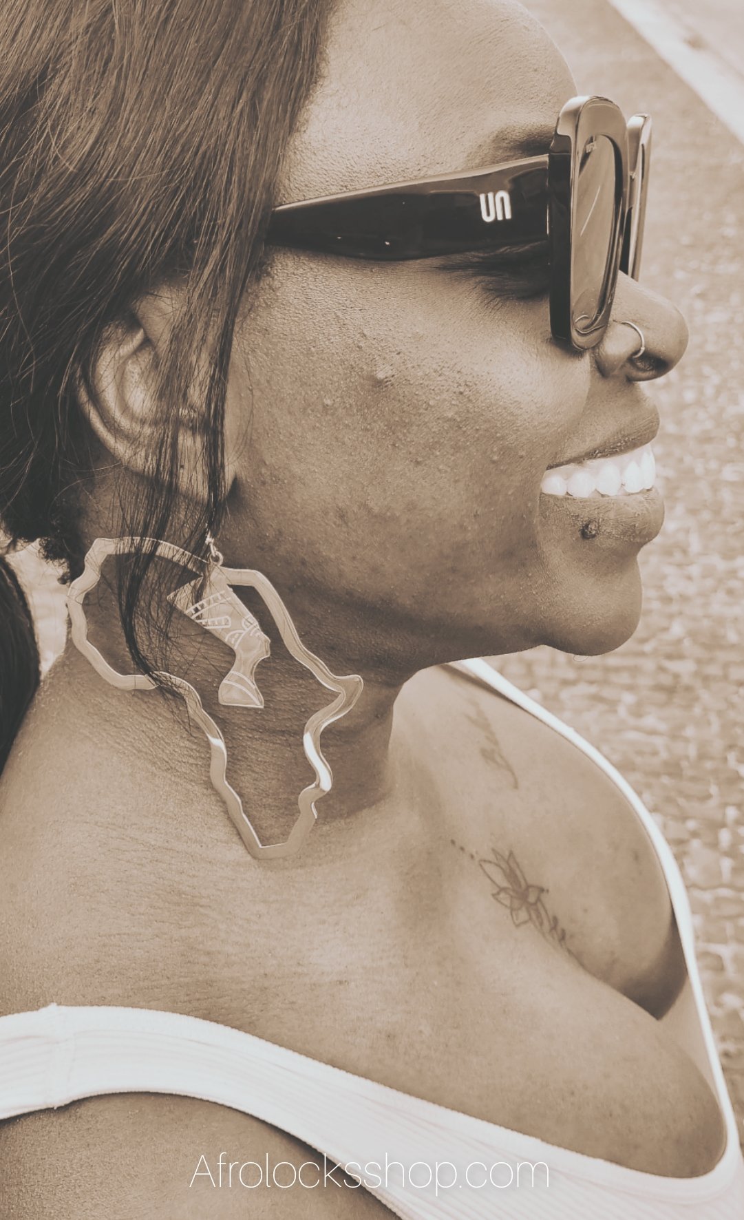 Boucles d'oreilles XL Afrique Nefertiti acier inoxydable