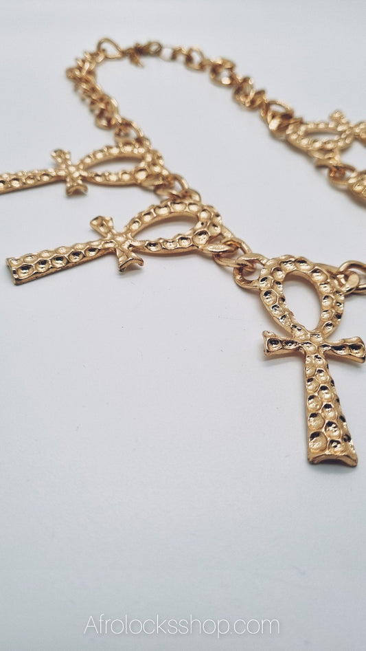 Chaîne croix de ankh pendentifs multiples