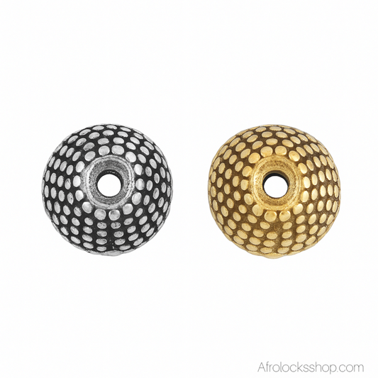 Perle Bouddha acier 316L – bijou de cheveux à l’unité (15×10 mm, trou 2 mm) | Sisterlocks & très fines locks