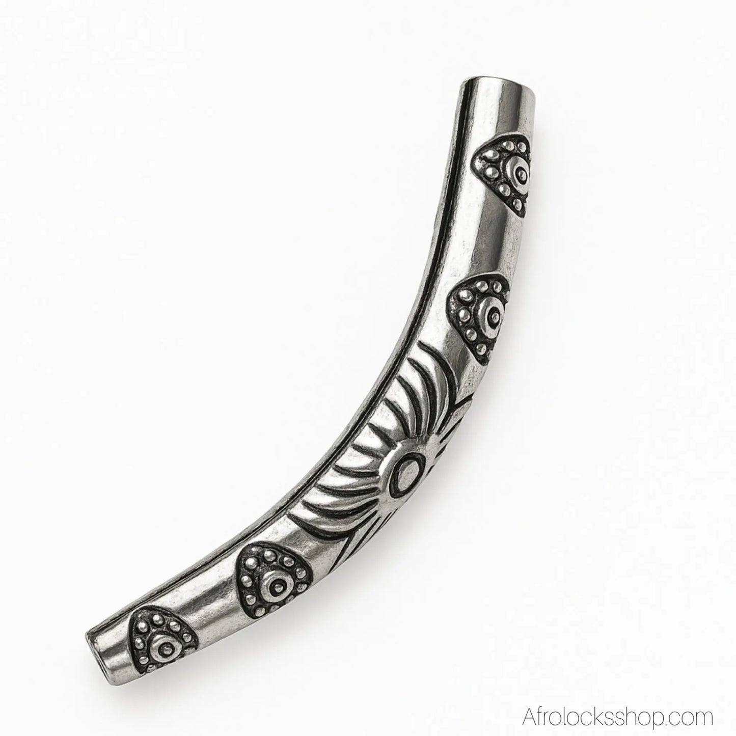 Perles courbées pour Sisterlocks – Lot de 15 tubes zinc argenté 3 cm (trou 2 mm) Afro Locks Shop