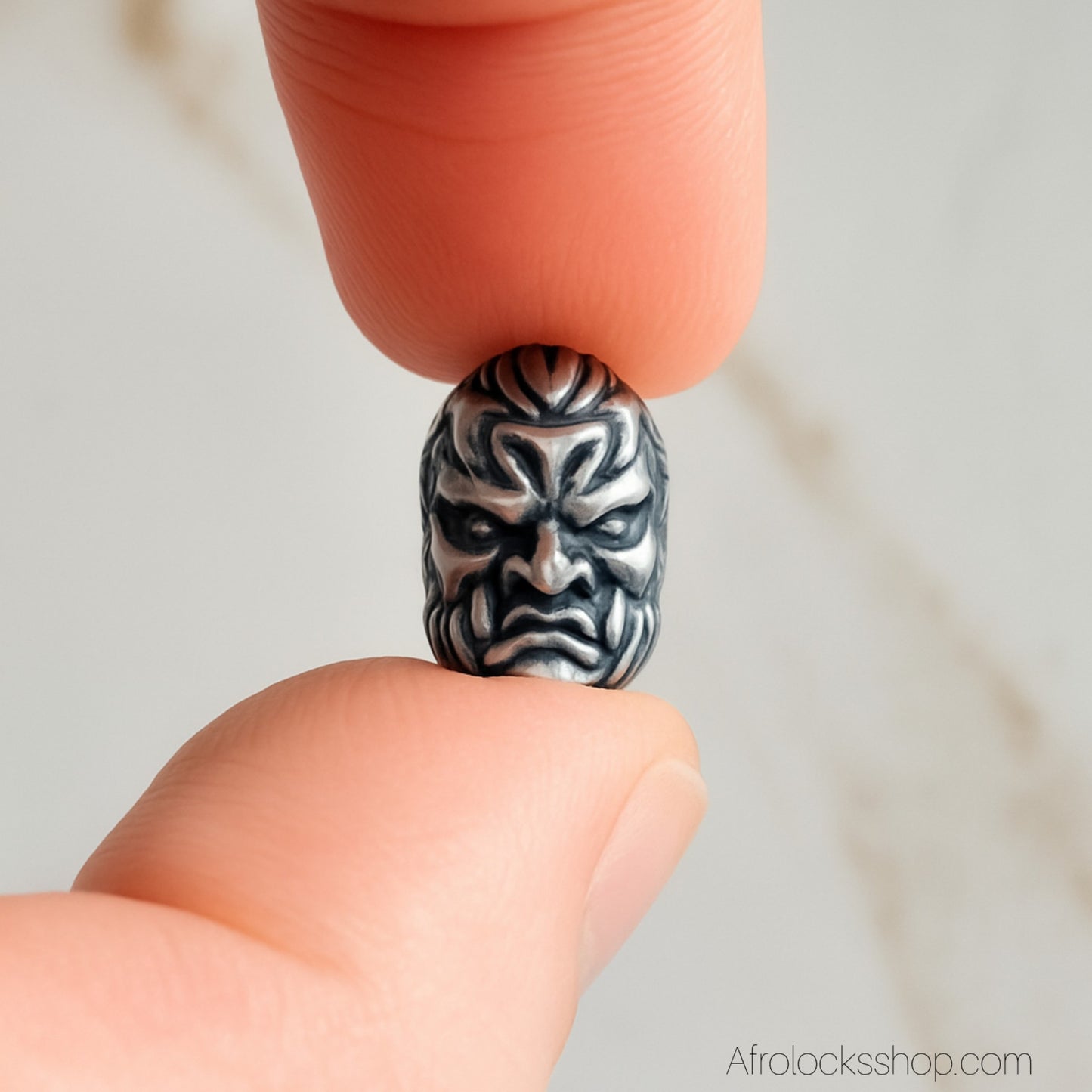 Perle Sisterlocks acier inoxydable 316L « Dualité » – bijou de cheveux 2 faces (sérénité & force)