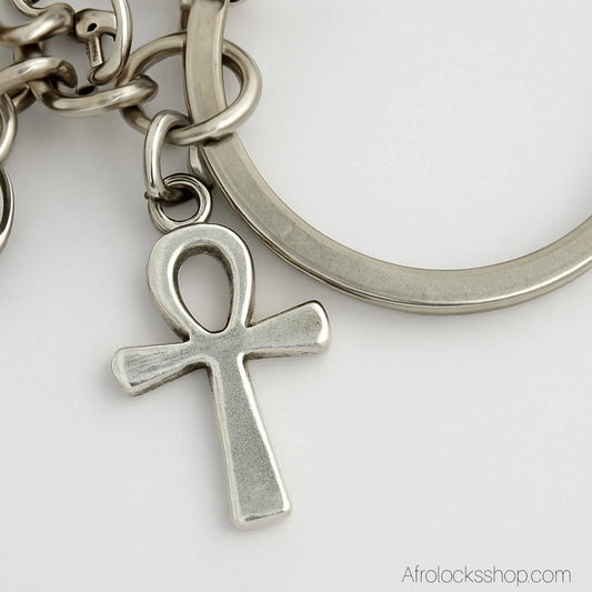 Porte-clés égyptien en zinc – Ankh, Nefertiti, œil d’Horus & Horus 🐦✨ Afro Locks Shop