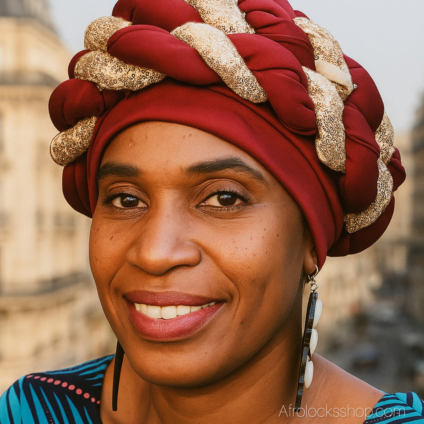 Turban africain torsadé doré – 7 coloris - Chapeau femme prêt-à-porter