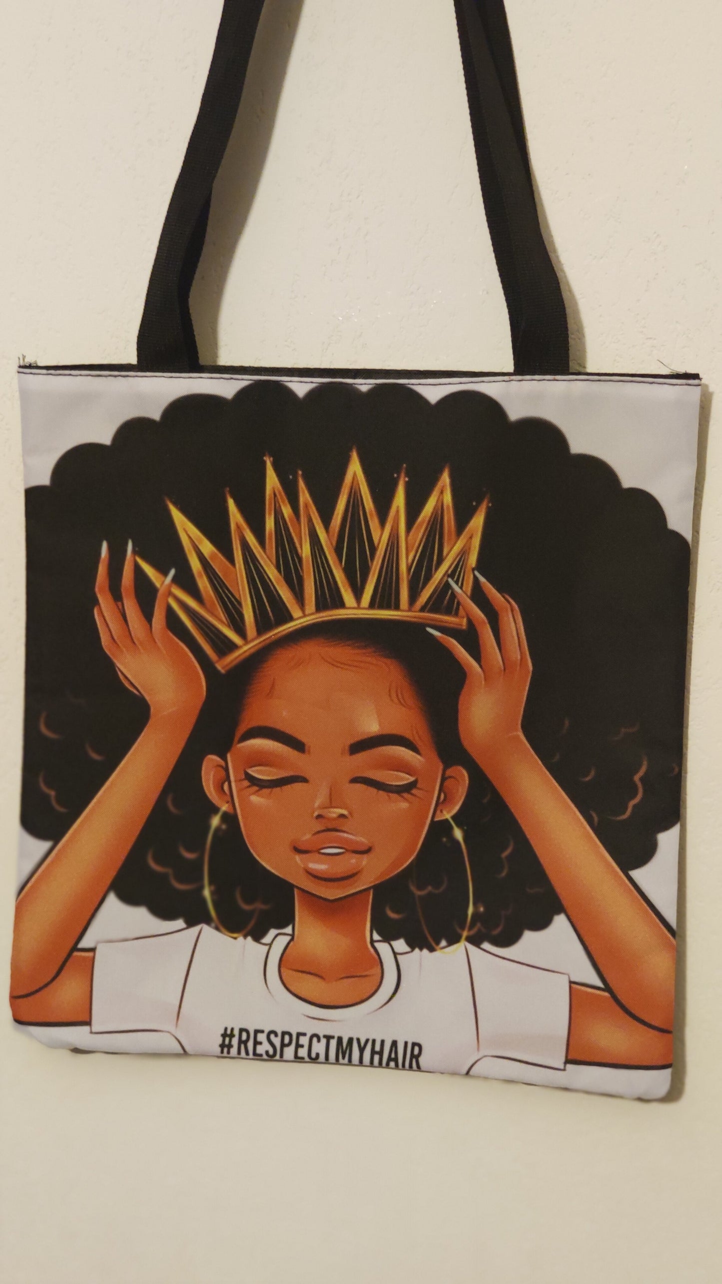 Afro college tote bag - sac black lives matter I can't breath natural hair queen-SQ6518831