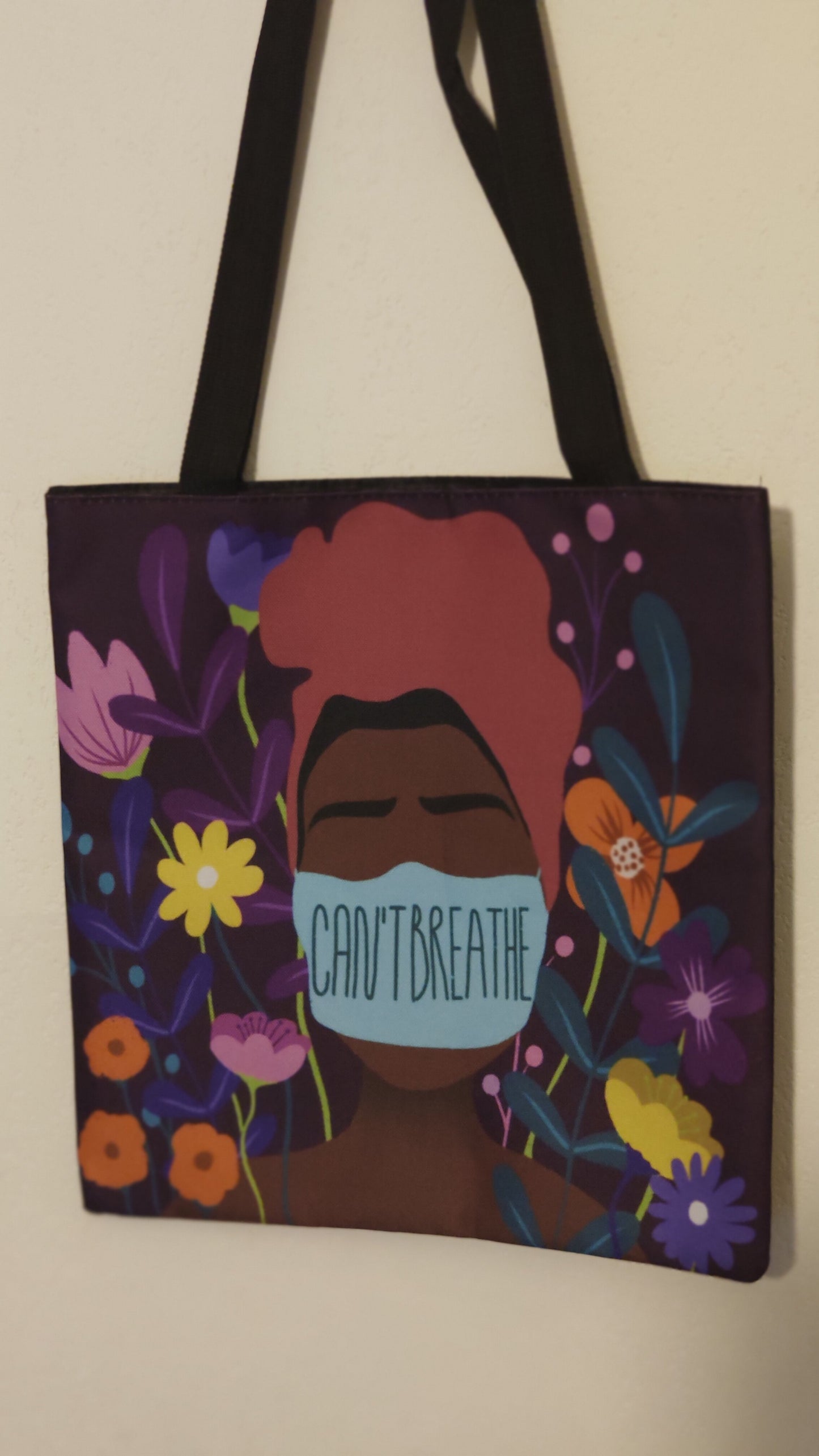 Afro college tote bag - sac black lives matter I can't breath natural hair queen-SQ6518831