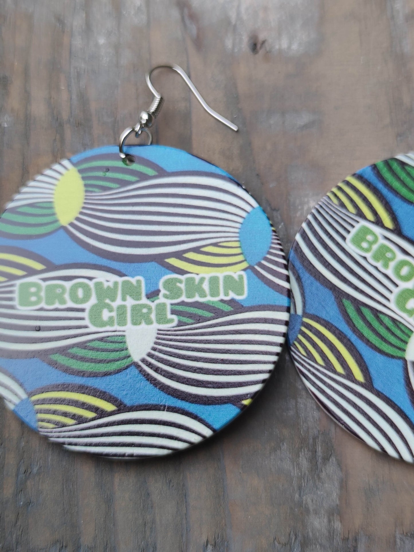 Boucles d'oreilles Brown skin girl - fille à la peau marron imprimé africain