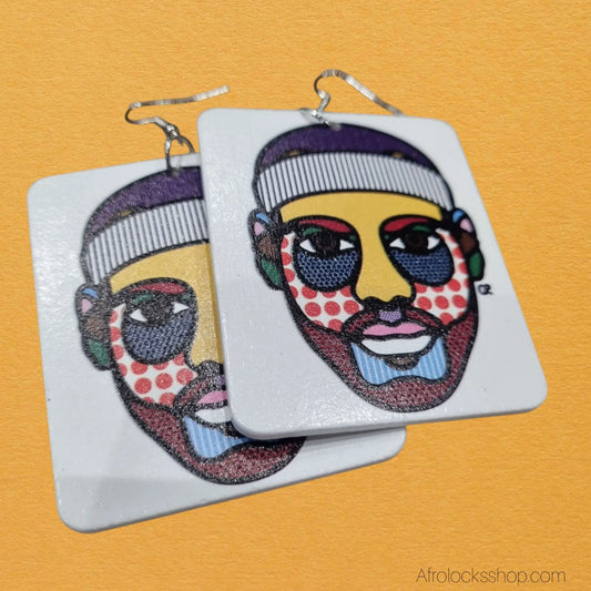 boucles d'oreilles pop art avec dessin de lebron james