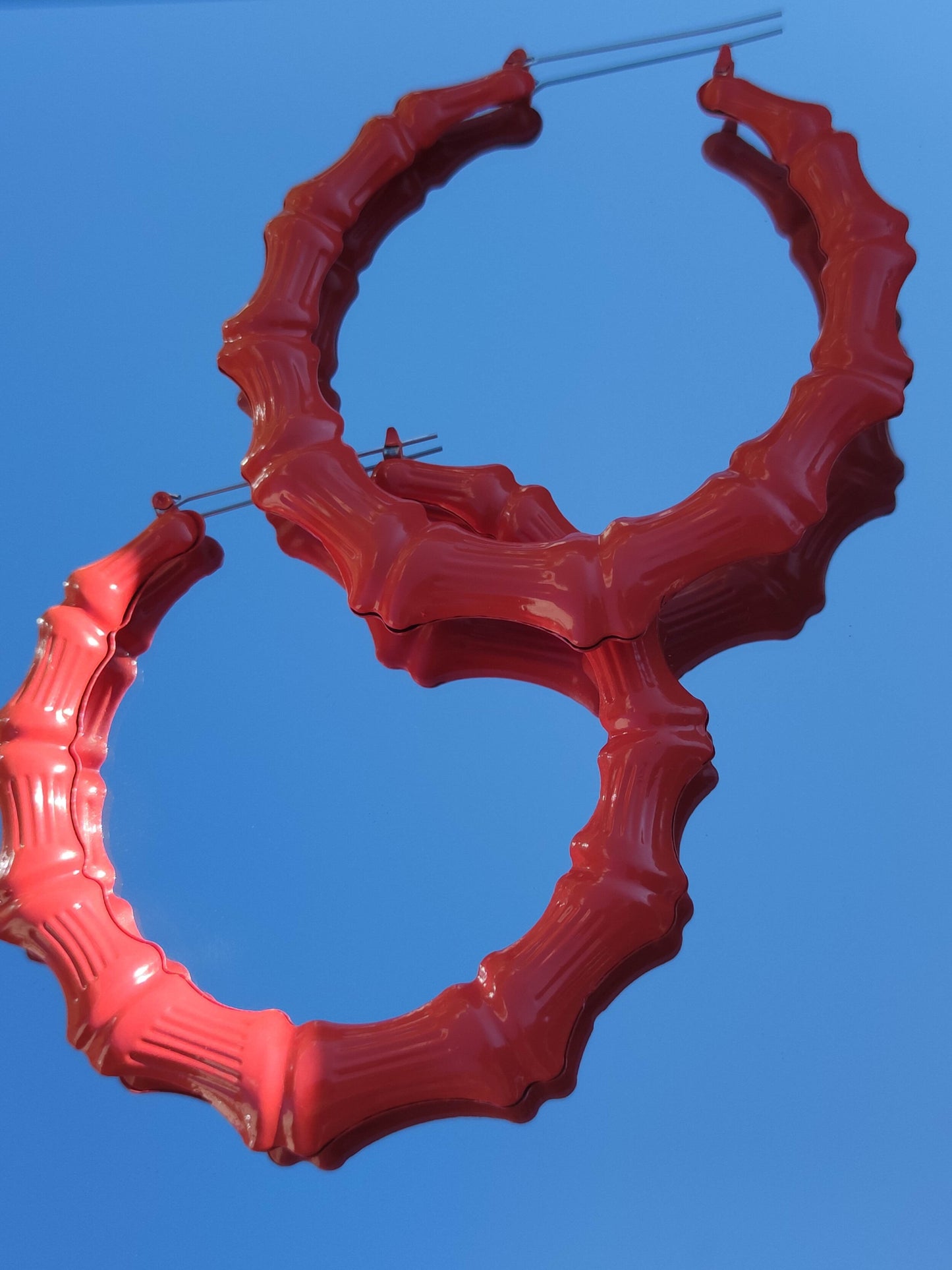 Grandes boucles d'oreilles bamboo flurorescentes cerceaux créoles bambou larges hip hop punk années 90 style-SQ4990510