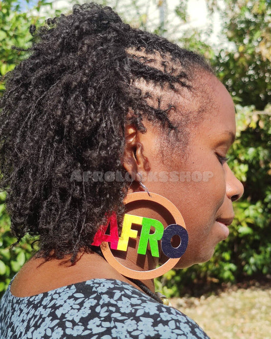 Boucles d'oreilles rasta afro noir rouge jaune vert