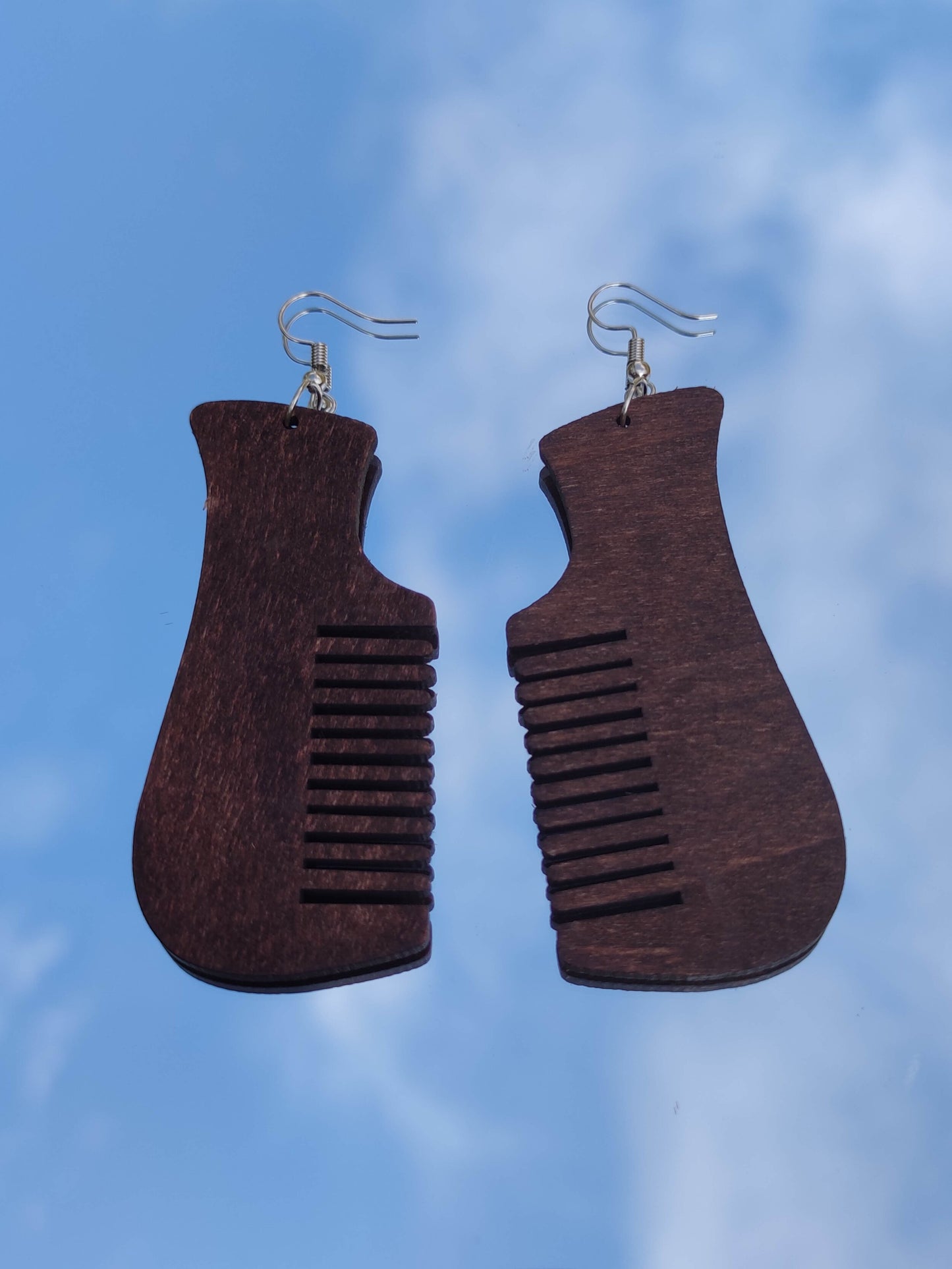 Boucles d'oreilles peigne en bois afro comb symbole de féminité 2 couleurs disponibles-SQ0529216