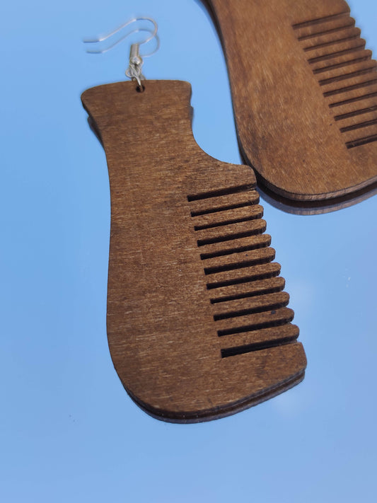Boucles d'oreilles peigne en bois afro comb symbole de féminité 2 couleurs disponibles-SQ0529216