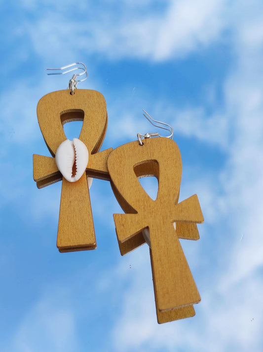 Boucles d'oreilles croix ankh symbole egyptien culture africaine afrocentrique