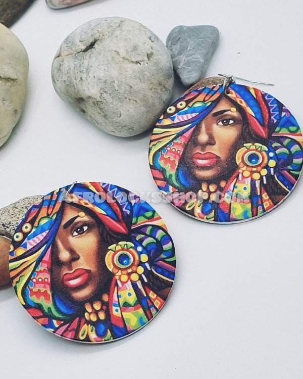 Boucles d'oreilles beauté vitiligo femme noire avec foulard-SQ9600352