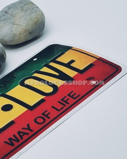 Autocollant design plaque d'immatriculation vintage rasta One Love